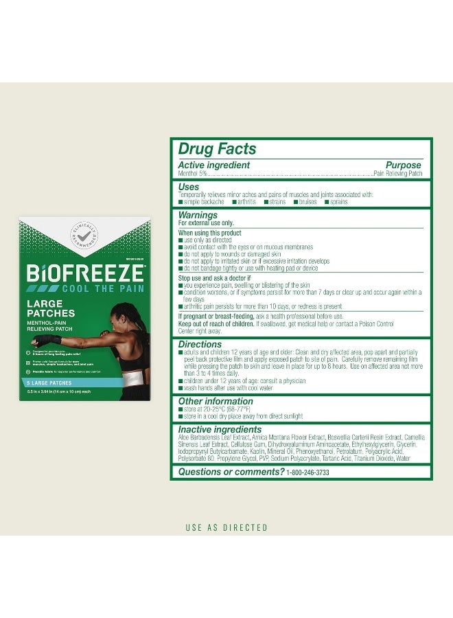 Biofreeze Pack Of 5Large Pain Relief Patches - Image 5